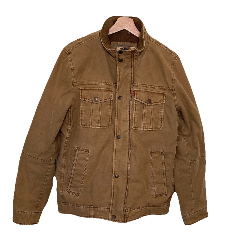 Levi’s Quilted Lined Field Jacket Brown Canvas Men’s Medium Faded Vintage